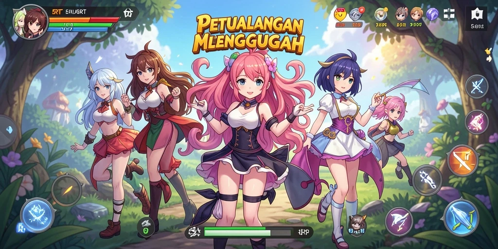 Tangkapan layar gameplay 5RT menunjukkan pertarungan seru antara karakter Anime.