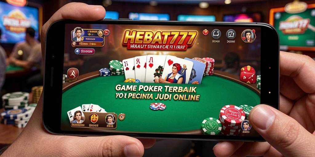 Tampilan utama gameplay poker HEBAT777 yang mendebarkan.