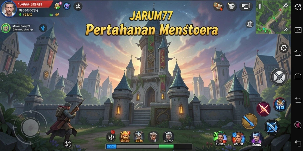 Tampilan gameplay JARUM77 yang menarik di medan pertempuran Tower Defense.