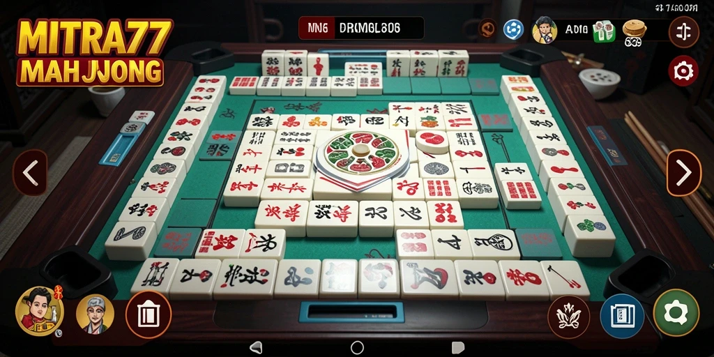 Tampilan gameplay <strong>MITRA77</strong> dengan antarmuka Mahjong yang menarik.