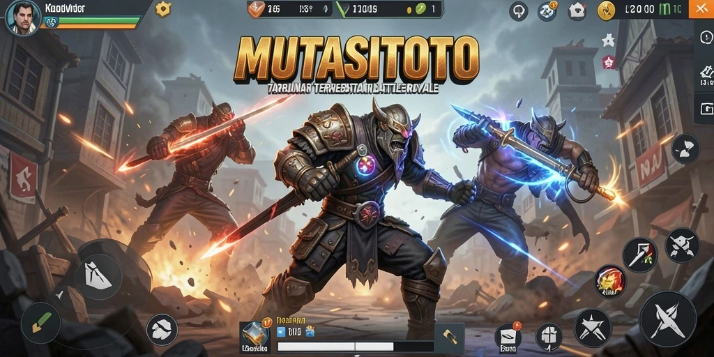 Menampilkan gameplay mendebarkan dalam pertarungan Battle Royale.
