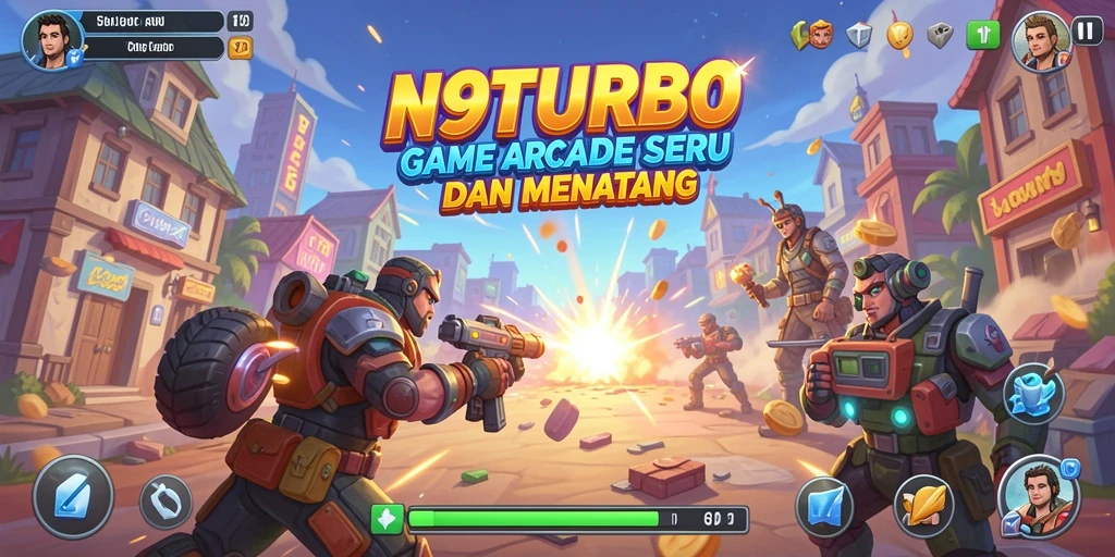 Screenshot gameplay N9TURBO yang penuh aksi dan tantangan.