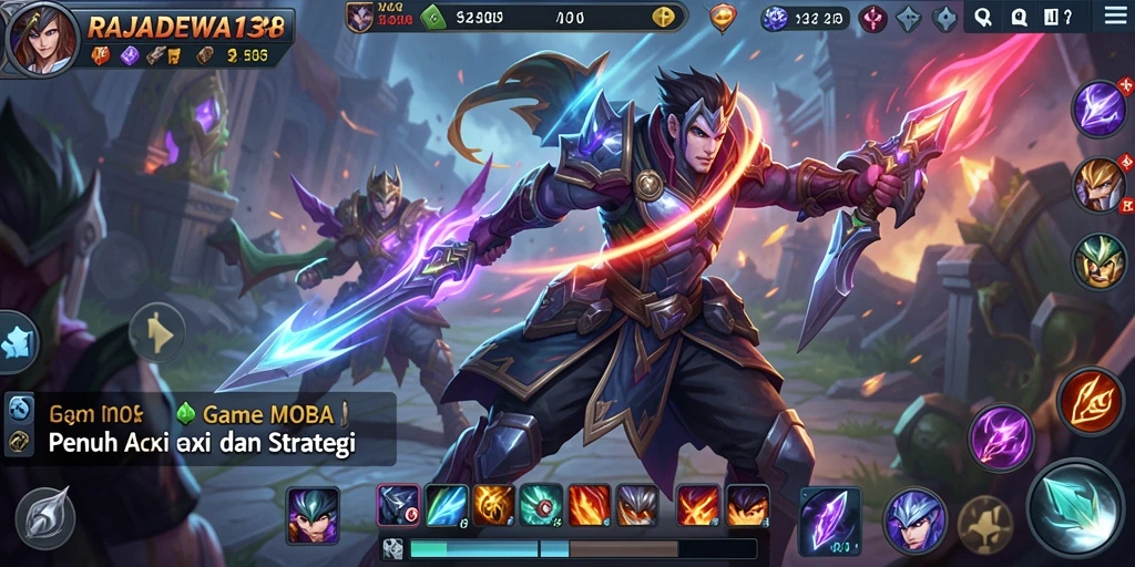 Gameplay RAJADEWA138 yang mendebarkan di arena MOBA.