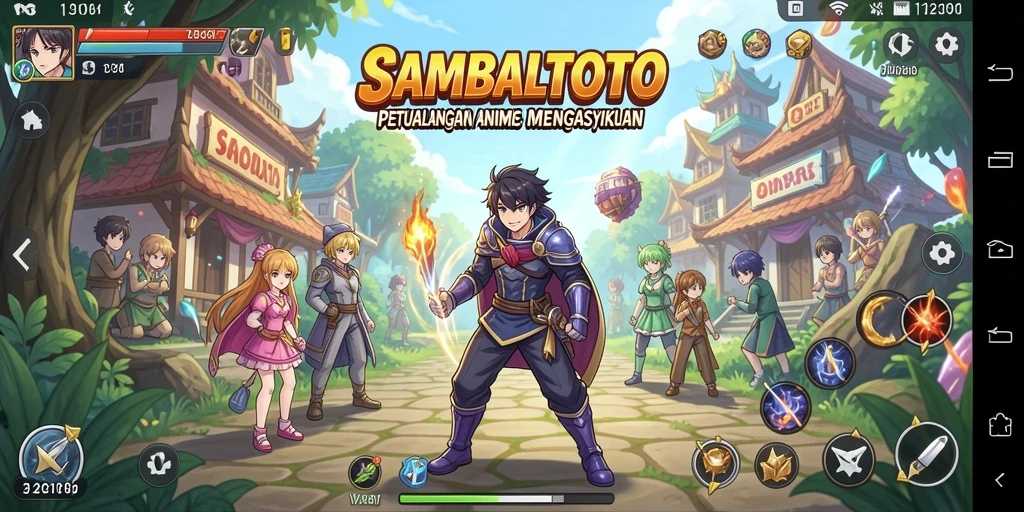 Screenshot gameplay SAMBALTOTO menampilkan aksi karakter anime yang seru.