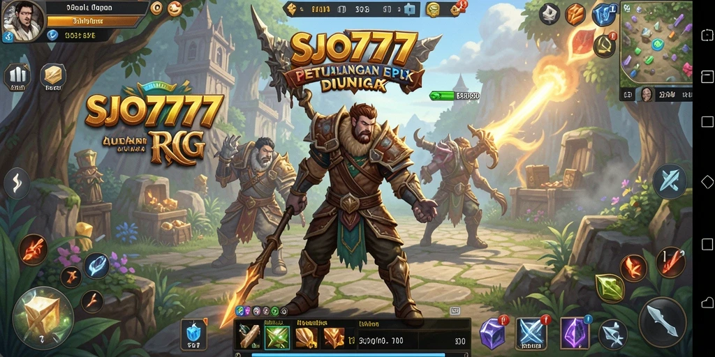 Screenshot menampilkan pertarungan epik dalam gameplay RPG SJO777.