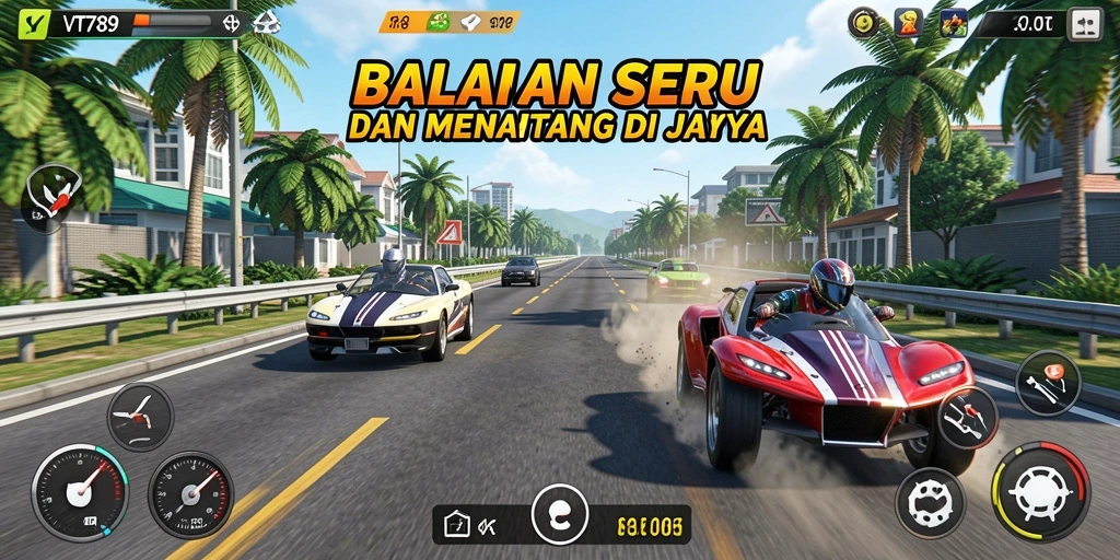 Gameplay seru balapan penuh kecepatan dan tantangan.